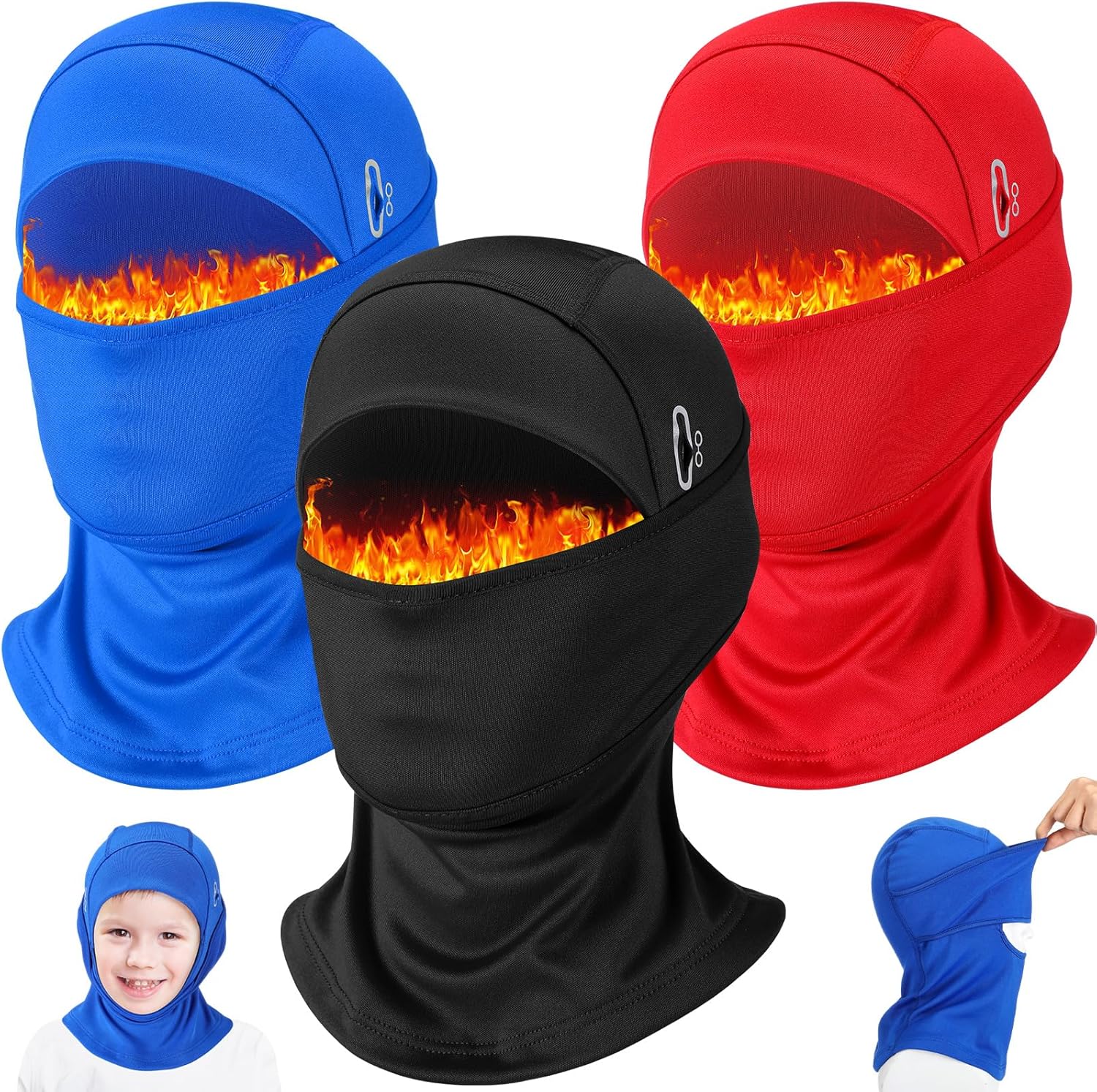 Eurzom 3 Pcs Kid Winter Balaclava Ski Mask for Boy Girl Moveable Windproof Thermal Ski Mask