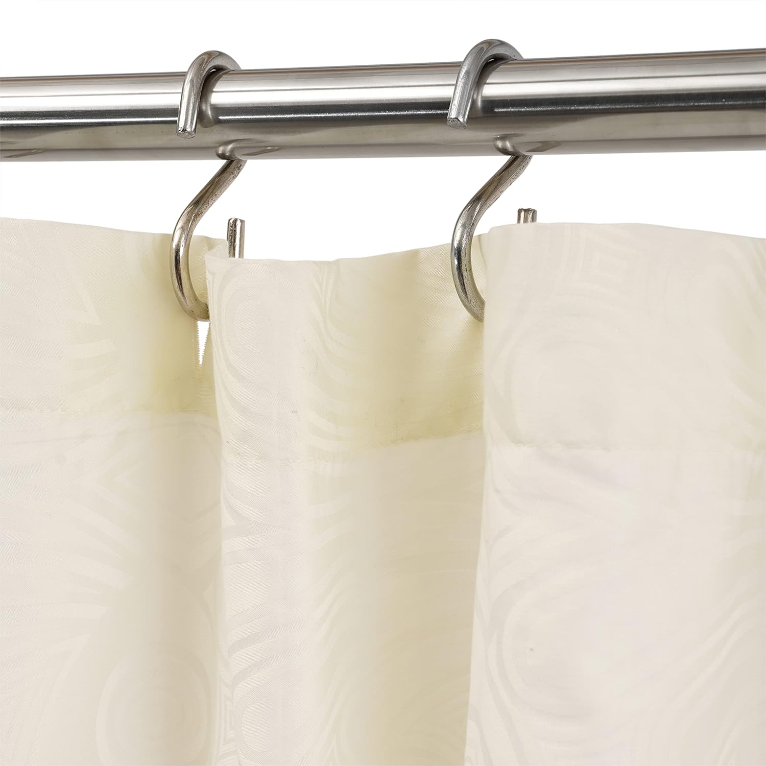 Threadmill 100% Cotton Ivory and Beige Stripe Shower Curtain - 72 * 72 Luxury Patterned Weave Hem Stitch, Hotel Quality Hookless Shower Curtain