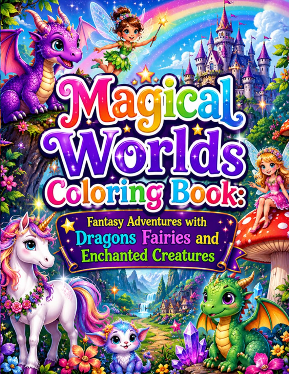 Magical Worlds Coloring Book: Fantasy Adventures with Dragons Fairies and Enchanted Creatures: A Fun and Relaxing Journey Through Magical Lands Filled ... Fairies Unicorns Castles and Fantasy Friends