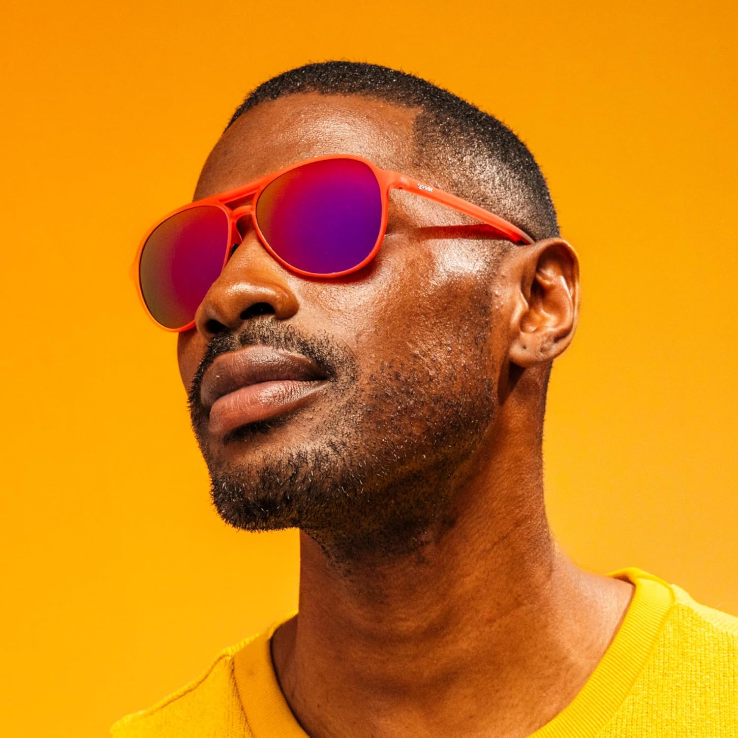 goodr Captain Blunt's Redeye Polarized Aviator Sunglasses, Medium Sized (Mach G), Red Frames with Red Mirrored Reflective Lenses, UV400 Protection, No Slip, No Bounce - Image 4