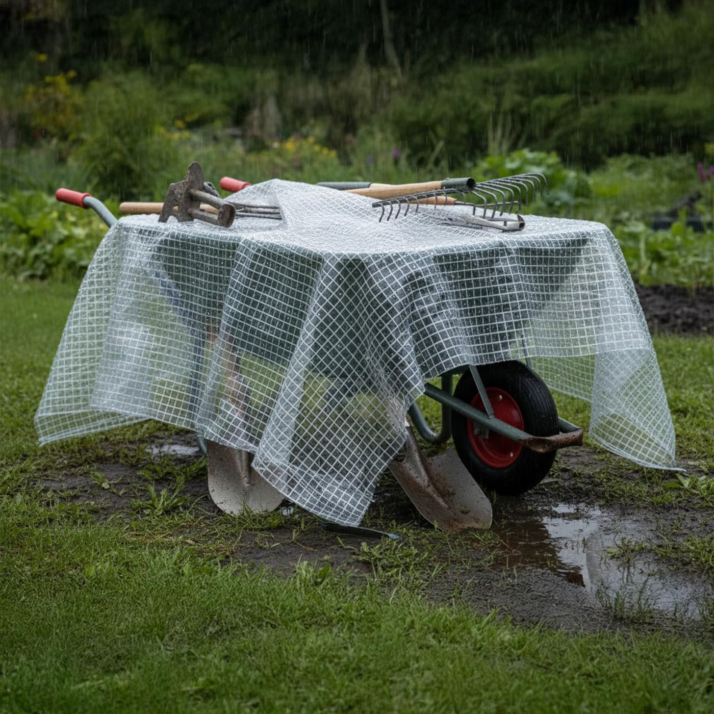 ANRO Gitterfolie 510 g/m² 3x2,5m – Abdeckplane wasserdicht & UV-beständig | Gewächshausfolie transparent, reißfest 1000D | Hochbeet, Gartenmöbel, Brennholz