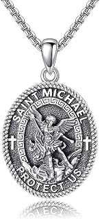 Saint Necklace 925 Sterling Silver the Archangel Pendant Amulet for Men Women Religious Protector Pendant Jewelry Gifts