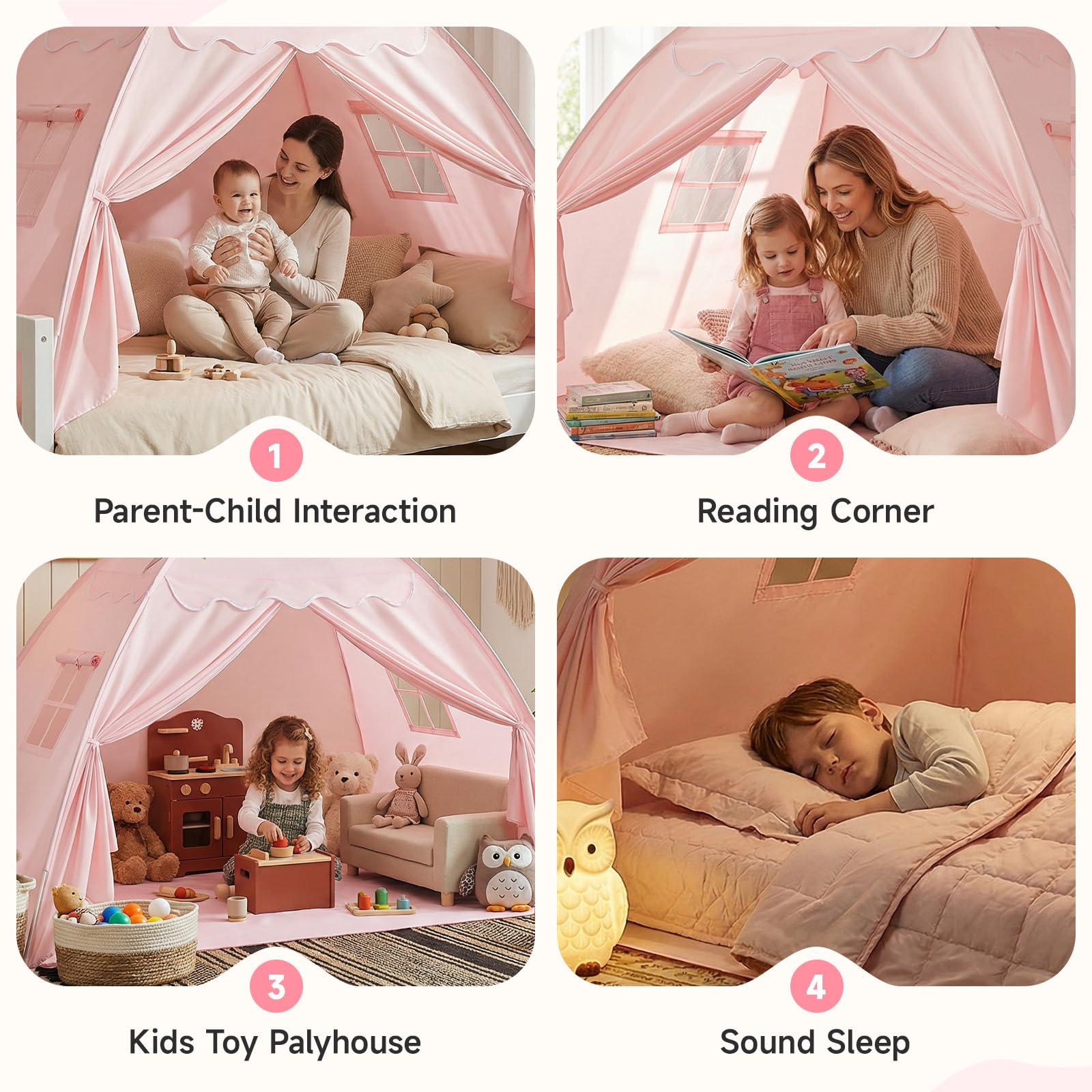 Tienda de campaña para cama para habitación infantil, tienda de campaña para niños, cama de suelo, tienda de campaña para niños, tienda de juegos para interiores, portátil y plegable, cama doble