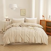 Vista 12 de ECOCOTT Juego de funda de edredón color azul neblina tamaño Queen, 3 piezas, 100% algodón lavado, 1 funda de edredón con cremallera y 2 fundas