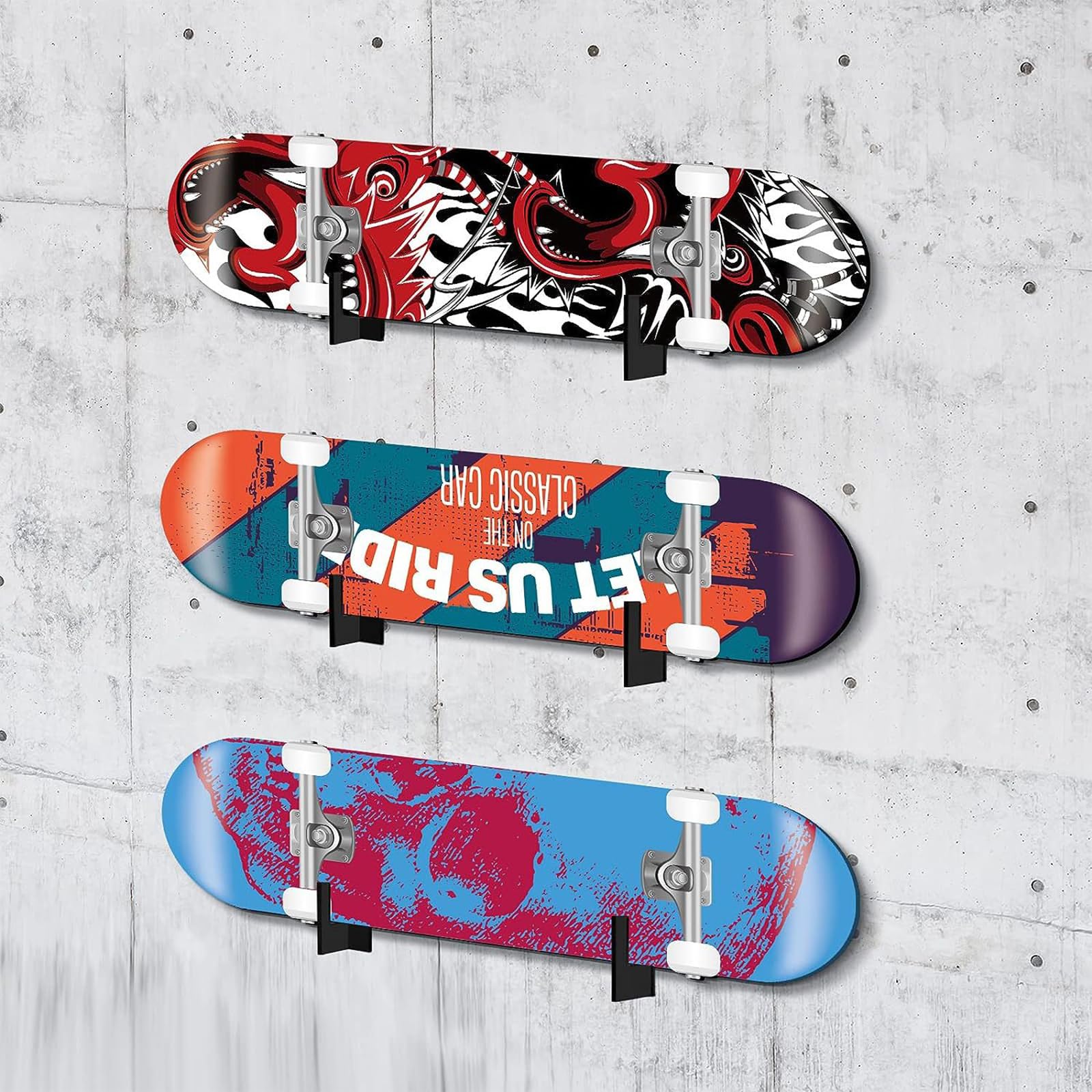 Soporte de exhibición de acrílico para monopatín, soporte fijo de pared para patinetas y longboards