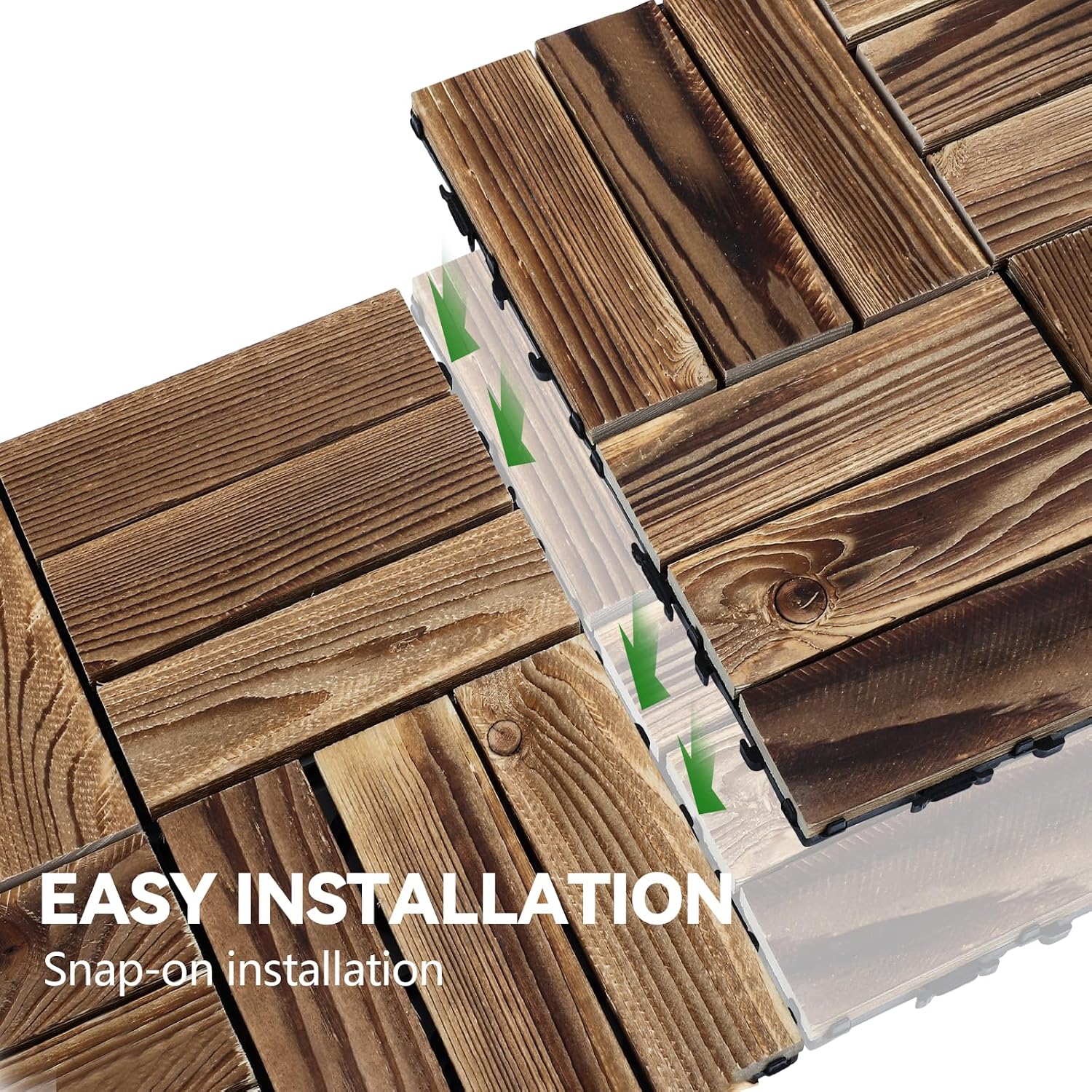 FAHKNS 20 PCS Acacia Wood Interlocking Deck Tiles, 12" X 12" | Waterproof Flooring Tiles, for Indoor Balconies, Outdoor Patios, Yards, Poolside Floors, Natural Wood Color