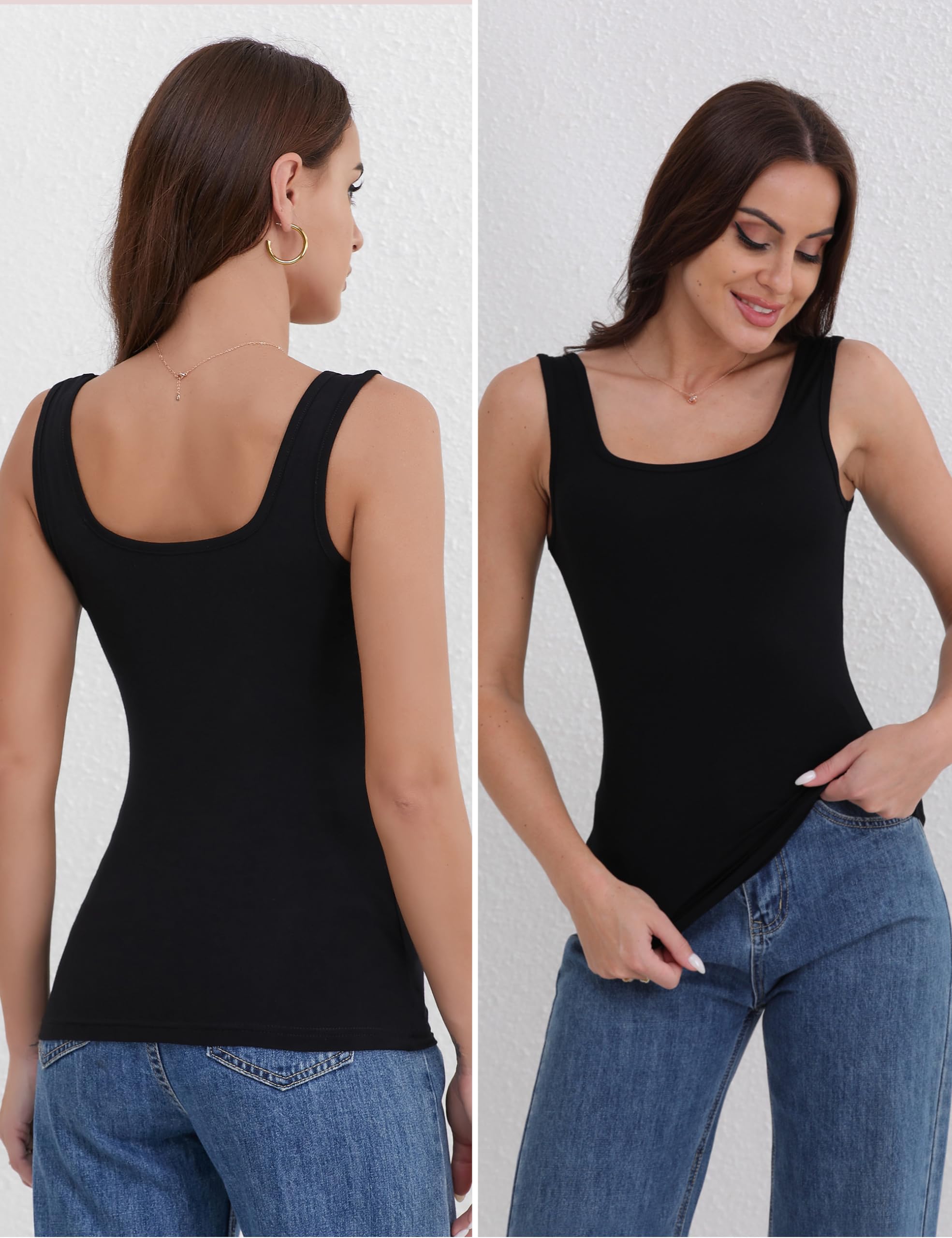 BQTQ 5 PCS Canottiere Donna Tank Top Senza Maniche Canotta con Scollo Quadrato Canottiera Sportiva per Donna Ragazze