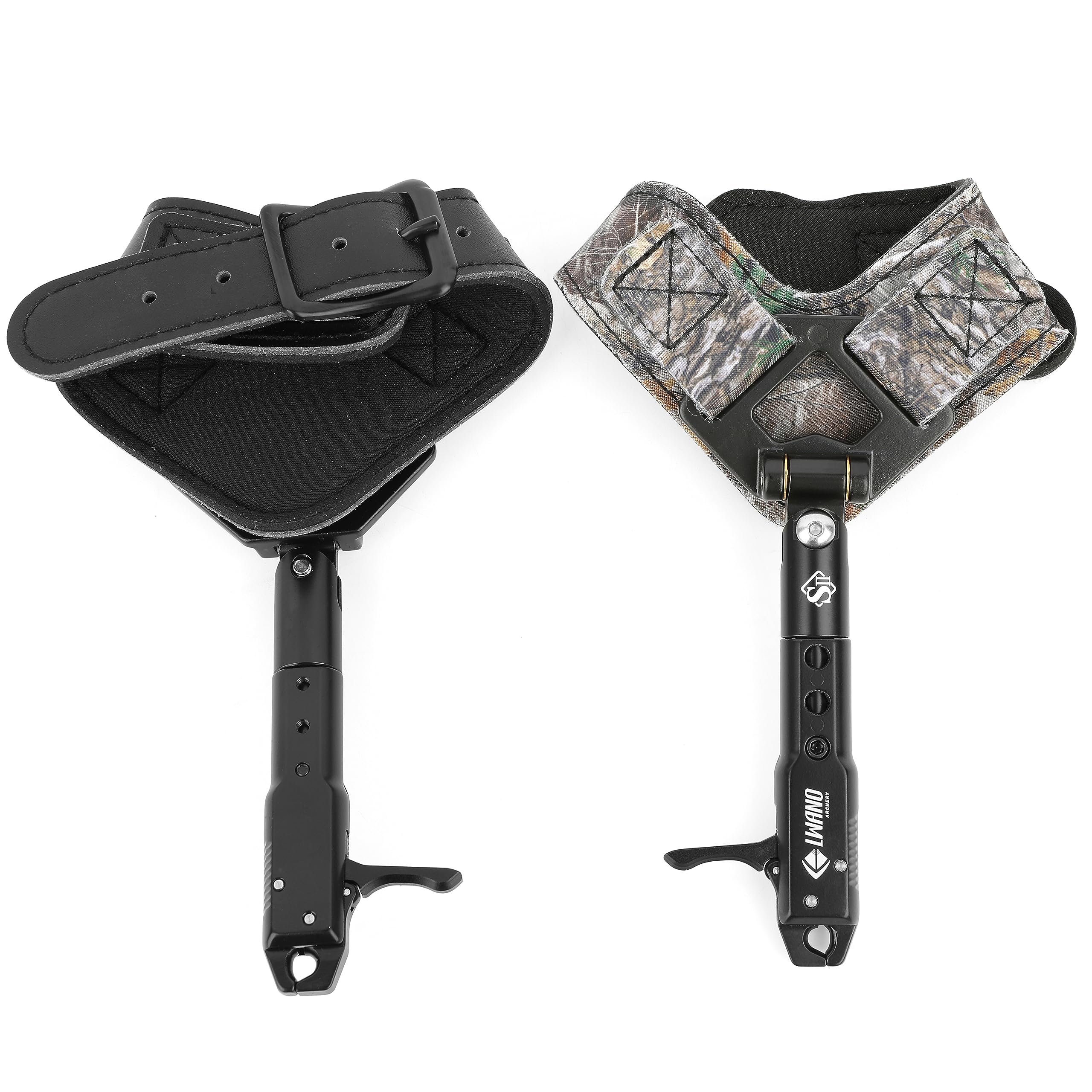 Archery Compound Bow Release String Release Aids Aluminum Alloy Bow Grip Caliper, Outdoor 360 Rotating with Adjustable Wrist Strap Cocking Aids for Hunting