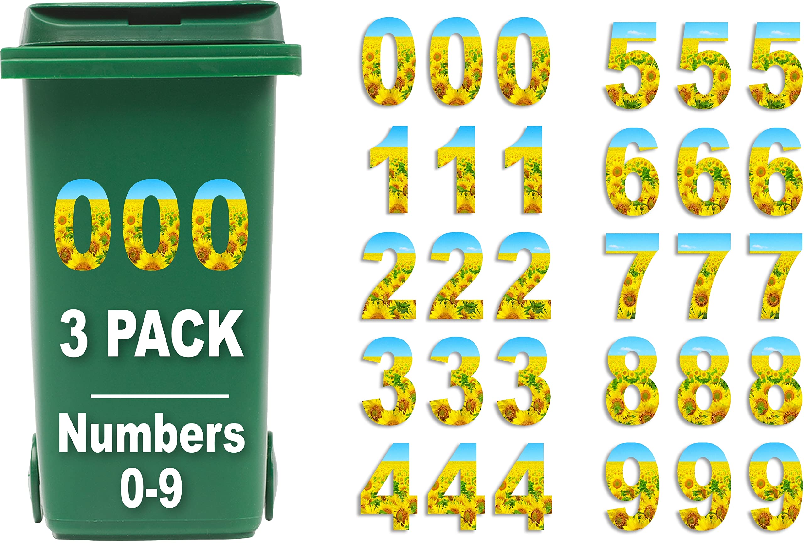 Buy SUNFLOWER Wheelie Bin Numbers for Bins Pack of 3 Wheelie Bin