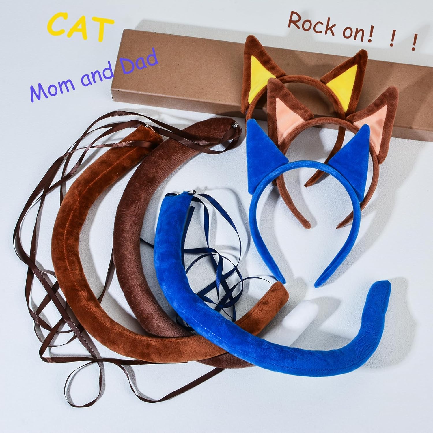 Cat Ears Headband and Tail Set for Cosplay, Book Day Dress Up, Halloween Party, Blue - Image 6