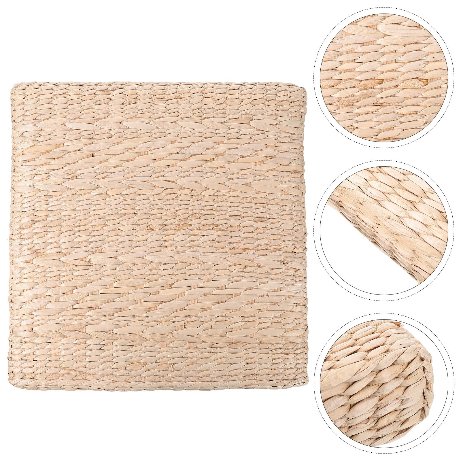 Abaodam Tapis de Contemplation en Paille Tissé la Main, Coussin Futon Beige Résistant la Pression et Pliable, pour Yoga et Usage Intérieur
