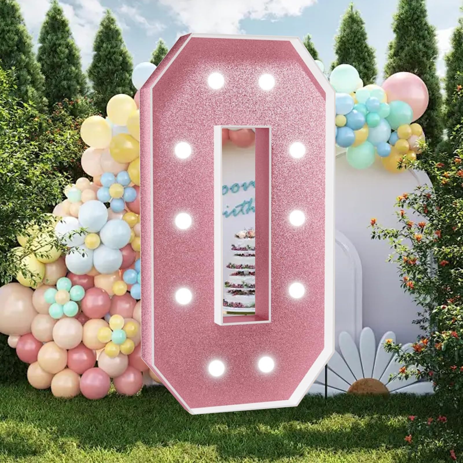 CHSUFBTY Pink 3FT Marquee Light Up Letters, Large Marquee Letters For Party Decoration, Mosaic Letters For Birthday, Light Up Large Block Letters For Baby Shower Wedding Decor(0,120cm/47in)