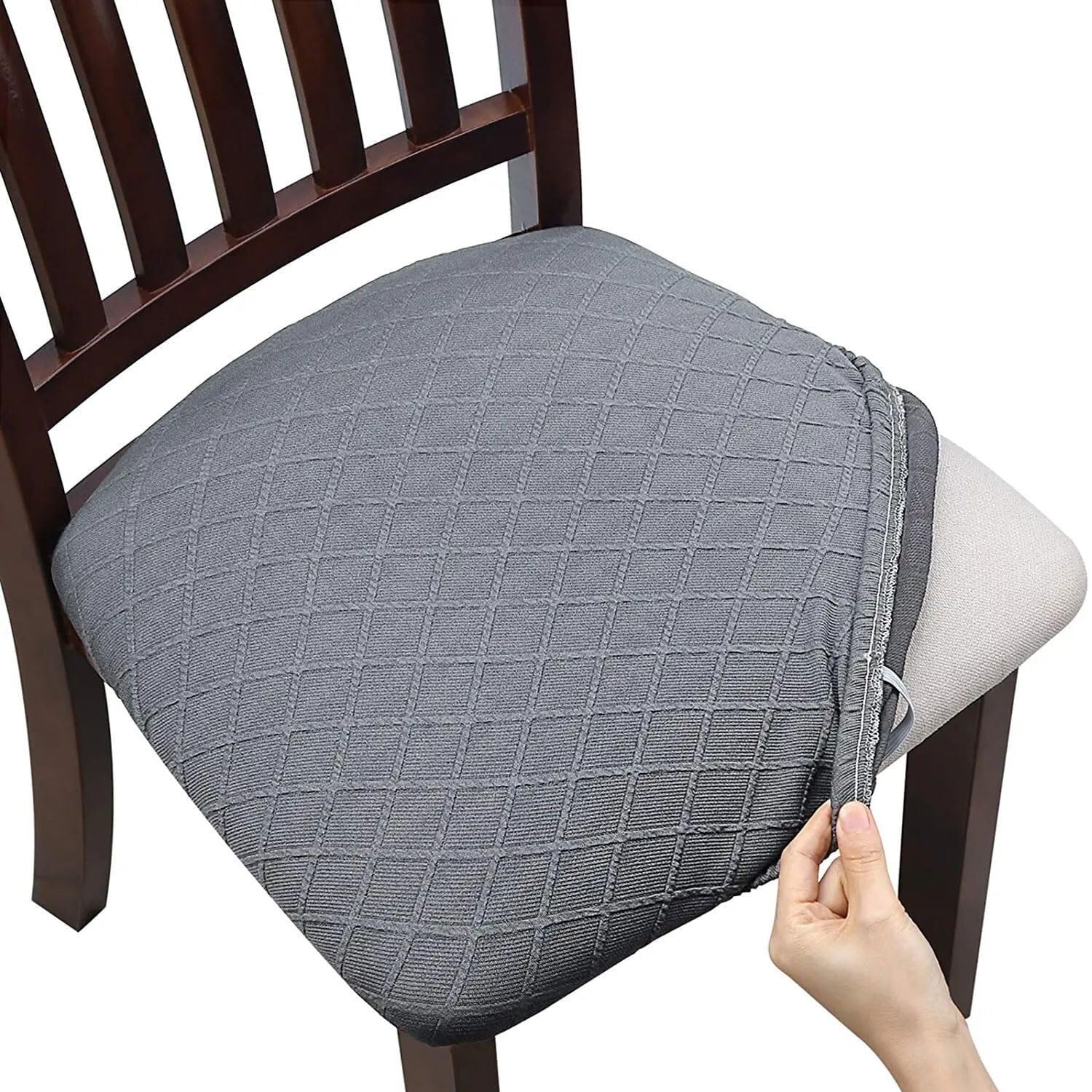 PBTMCD Waterproof Stretch Dining Chair Covers, Anti-Cat Scratch Elastic Slipcovers, For Home, Restaurant, Party(Light Gray,4pc)