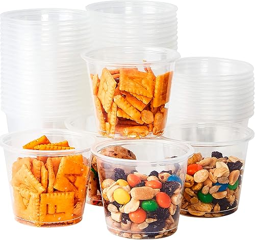 Vasos de soufflé de 5.5 onzas sin BPA a prueba de fugas, paquete de 50 unidades. Contenedores apilables para porciones para muestreo, salsas de