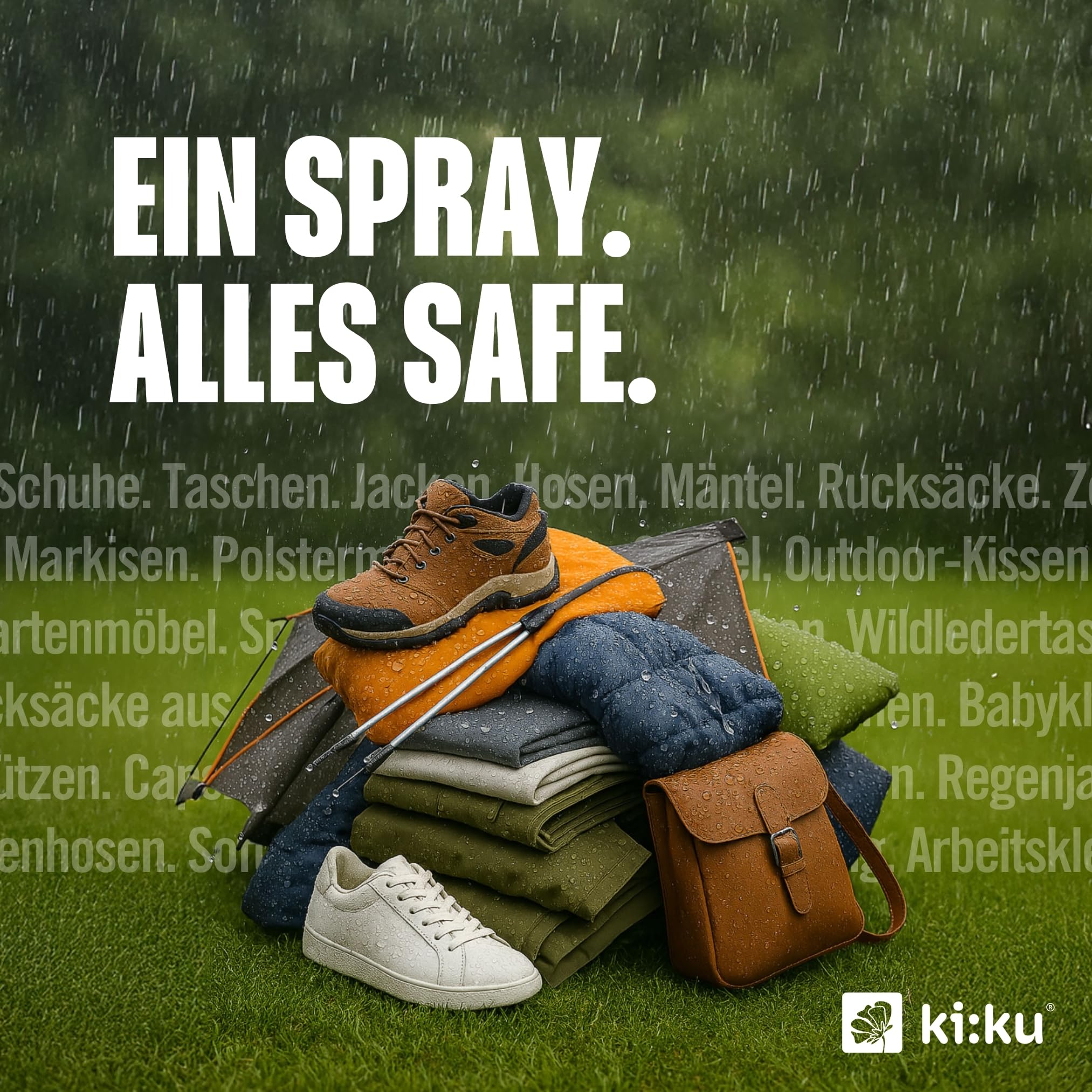 ki:ku Universal Imprägnierung | Imprägnierspray Schuhe, Jacke, Gore-Tex, Zelt, Wildleder, Polster | wasserabweisend atmungsaktiv Fleckenschutz