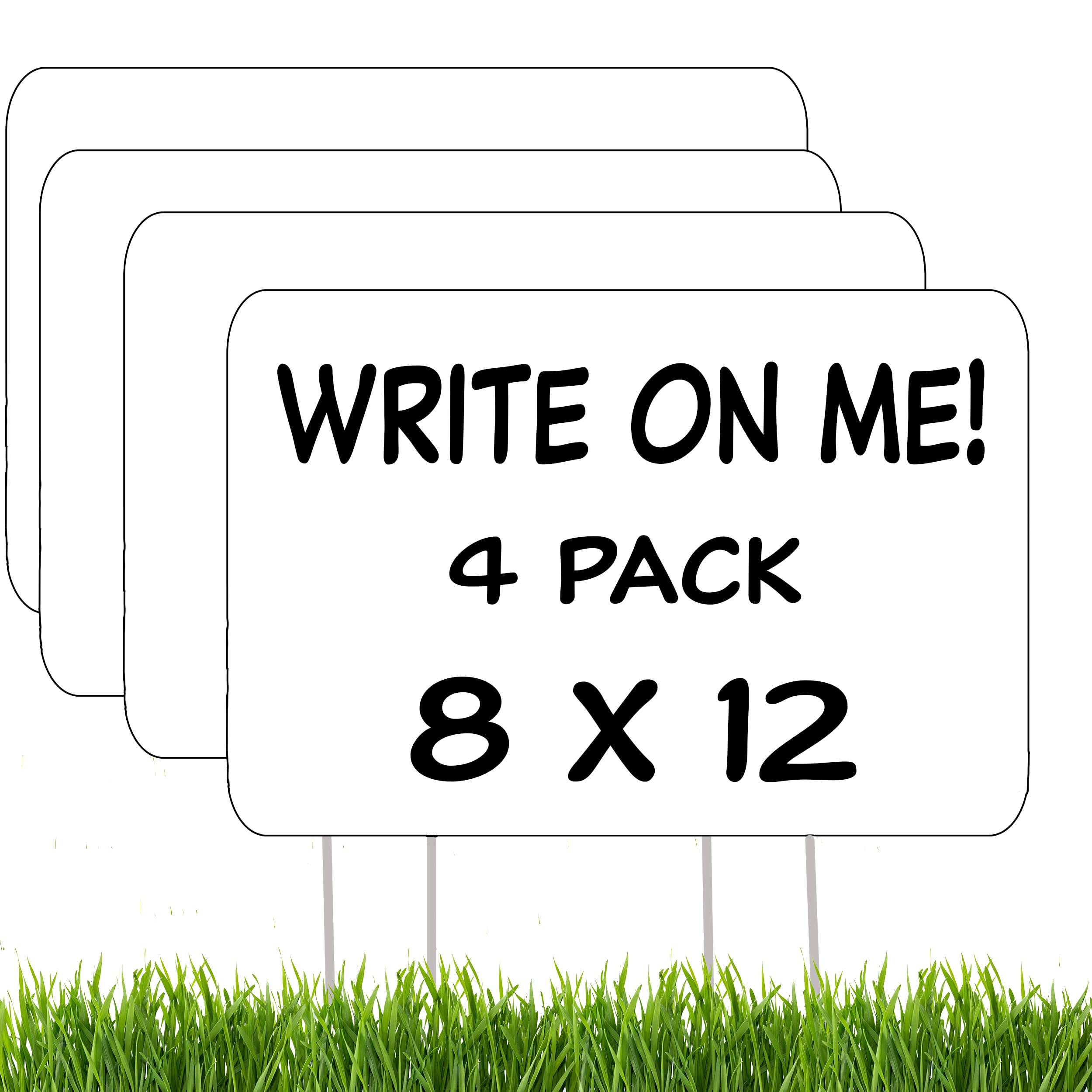 Blank Yard Sign Double Sided With Stakes Large 12 Inch By 8 Inch 4 Pack