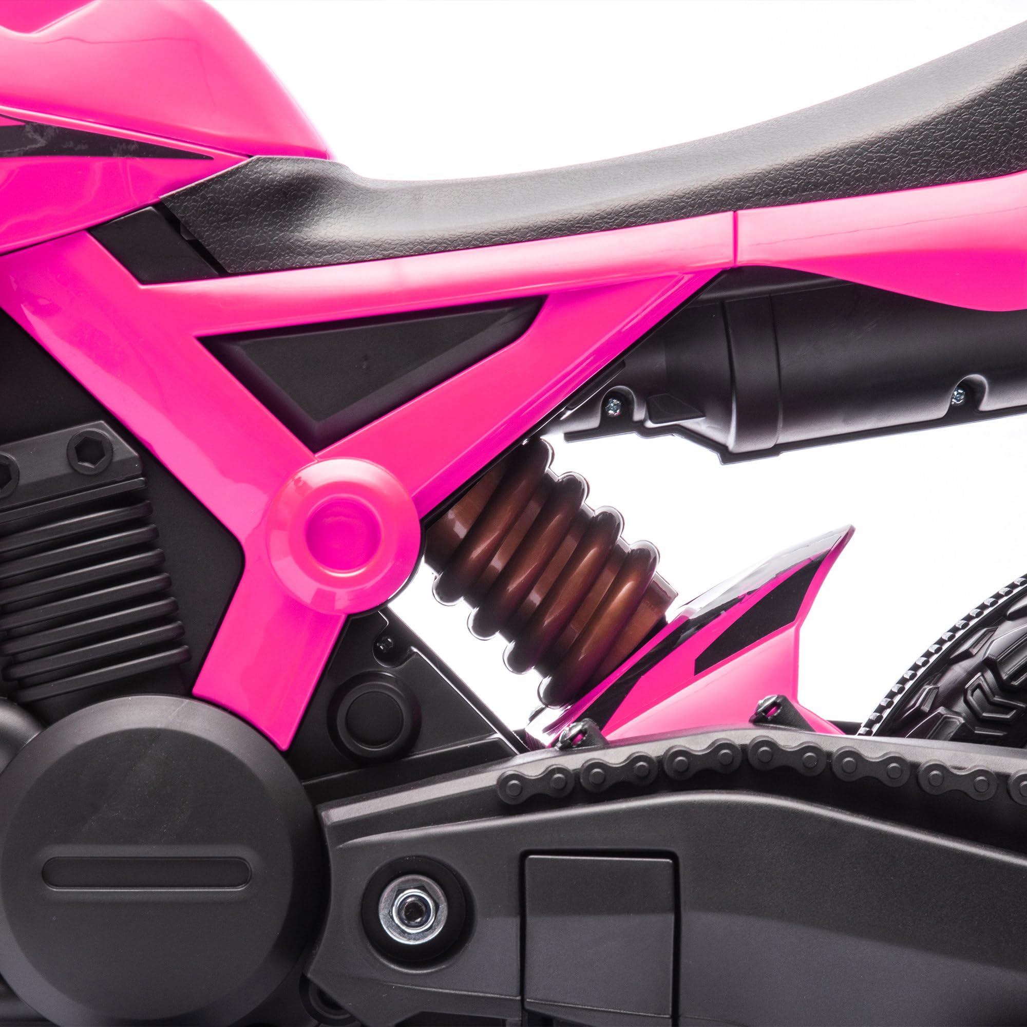AIYAPLAY Moto électrique Enfants 6V 2 Moteurs avec klaxon Roues d'entraînement 3-8 Ans 30KG Rose