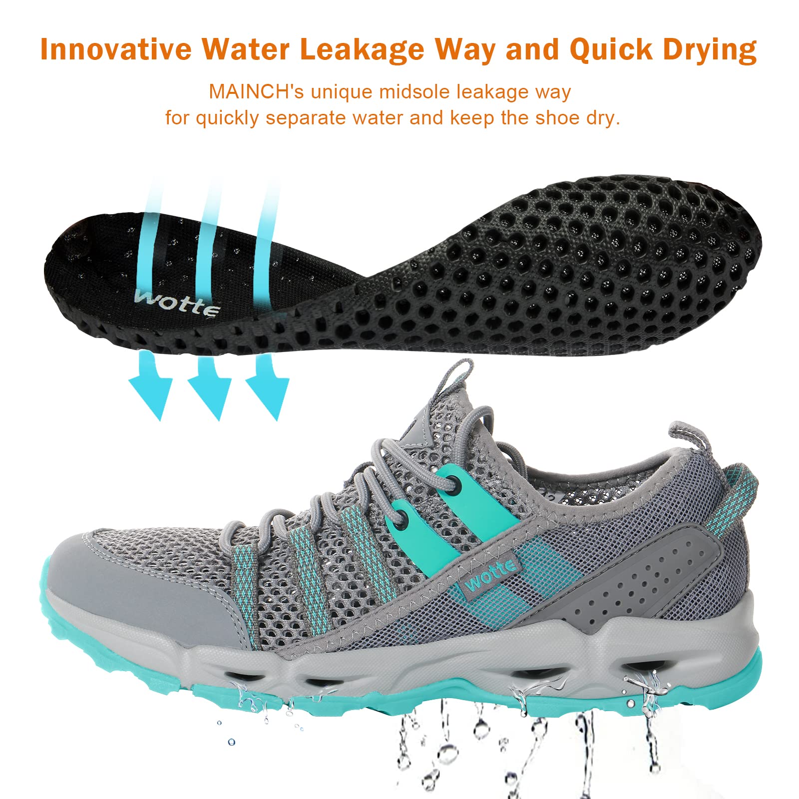 MAINCH Damen-Wanderschuhe, Wasserschuhe, schnelltrocknend, Outdoor-Sport-Sneaker
