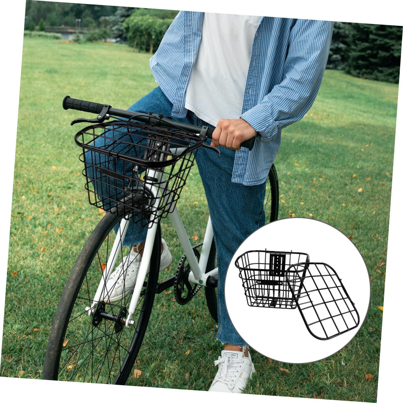 BESPORTBLE Cestino e Accessori per Installazione Facile in Acciaio Inossidabile Pratico e Semplice Ampio Spazio per Bici e Veicoli Elettrici