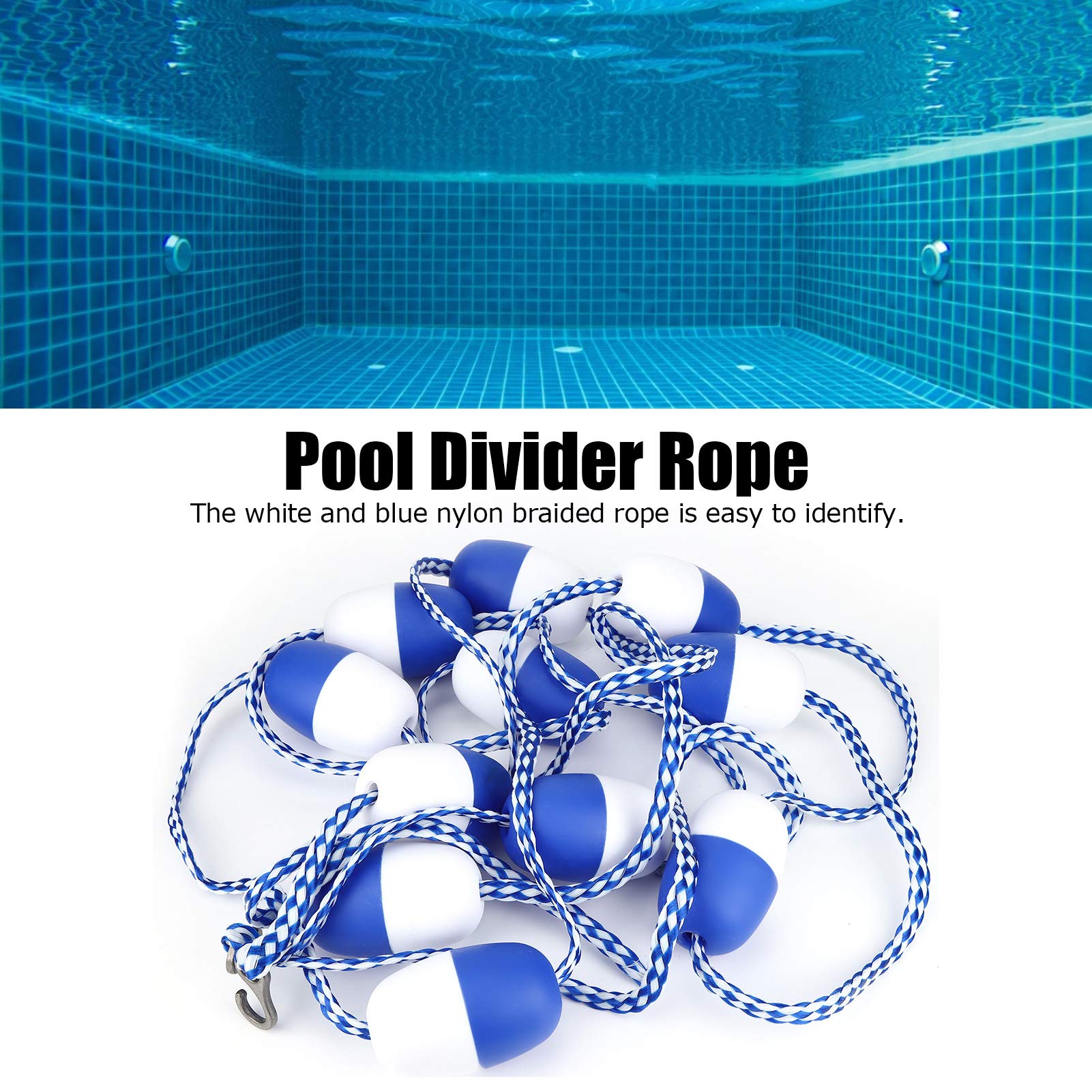 Corde flottante de sécurité pour piscine, 16,4 pieds pour diviser la ligne flottante de la zone de voie, accessoires de ligne de bouée flottante pour piscine, pour les eaux peu profondes du spa