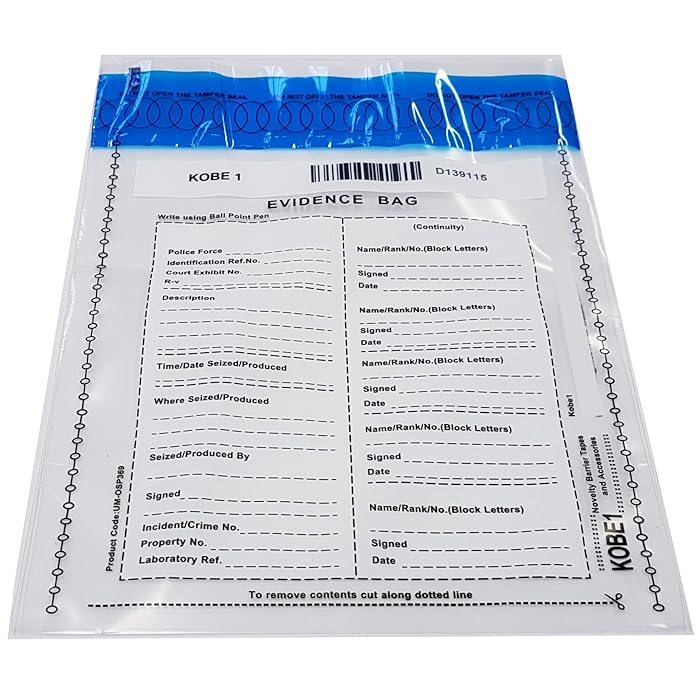 Buy Kobe1 Crime Scene Tamper Proof Evidence Bags (X8) CSI Police