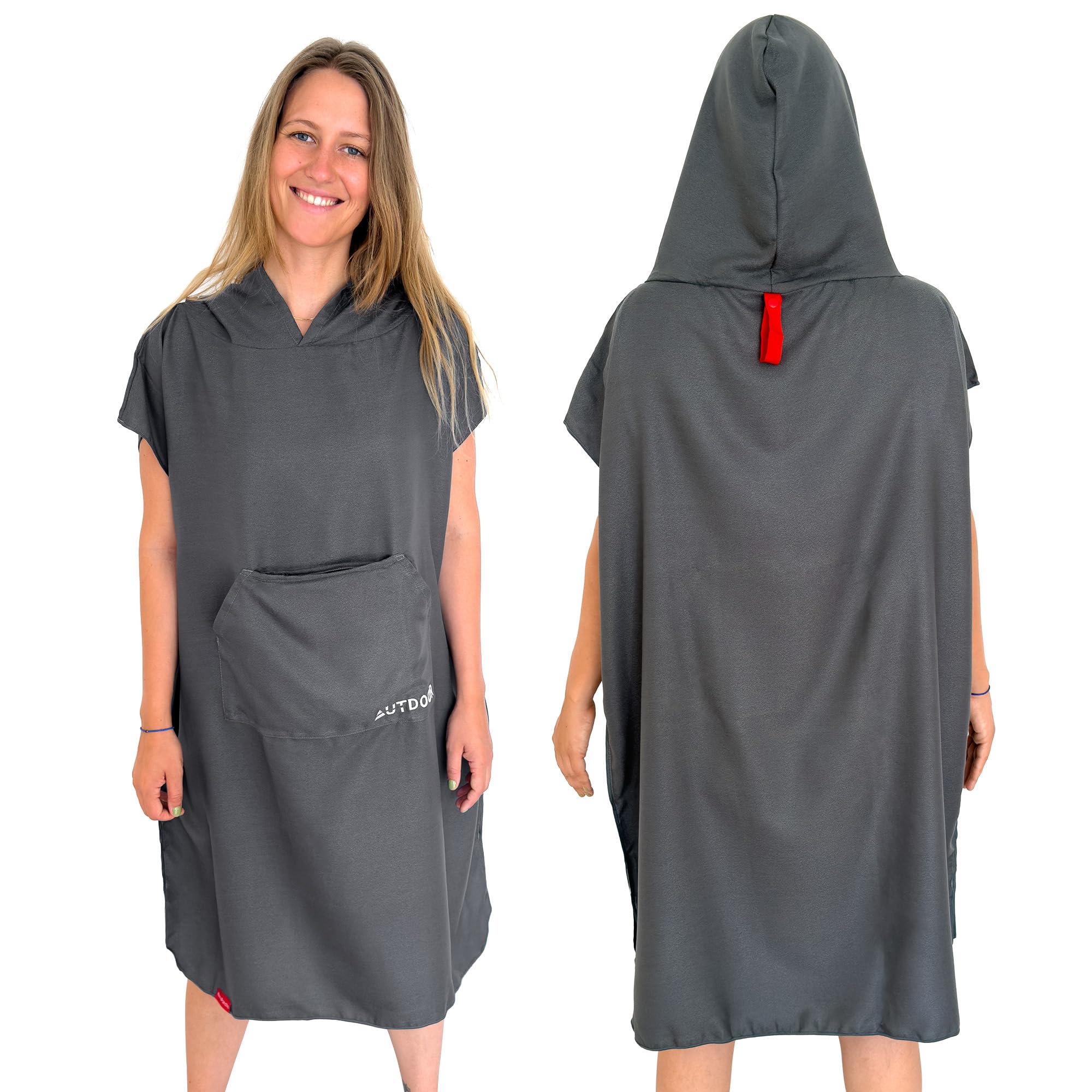 AUTDOOR NanoPoncho - Poncho de bain en nano-fibre pour homme et femme - Ultra léger et compact - Absorbant, séchage rapide et durable (Oeko-Tex) - Aide au déménagement de qualité supérieure pour la