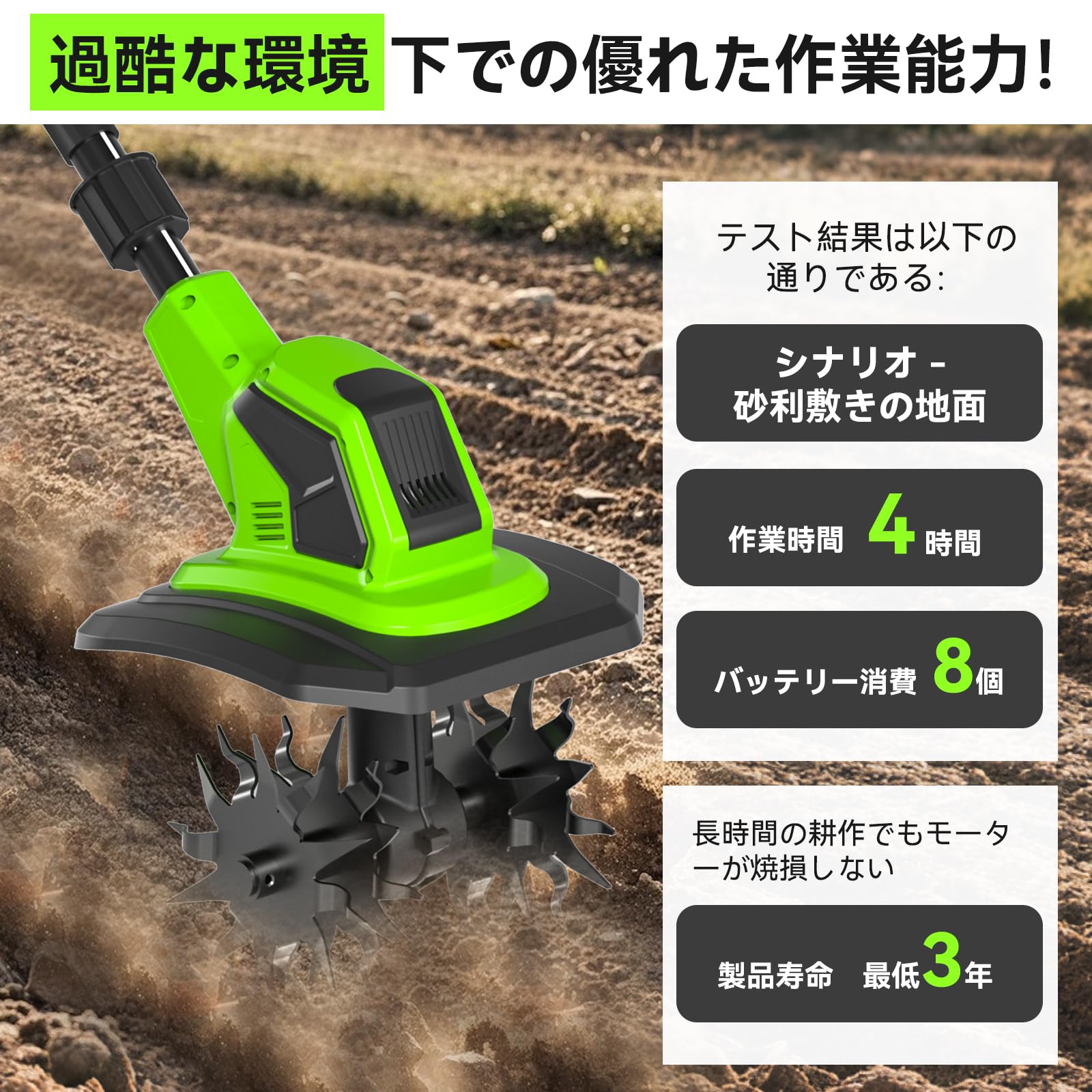 Amazon | 電動耕運機 家庭用 充電式【アップグレードモーターの放熱】2