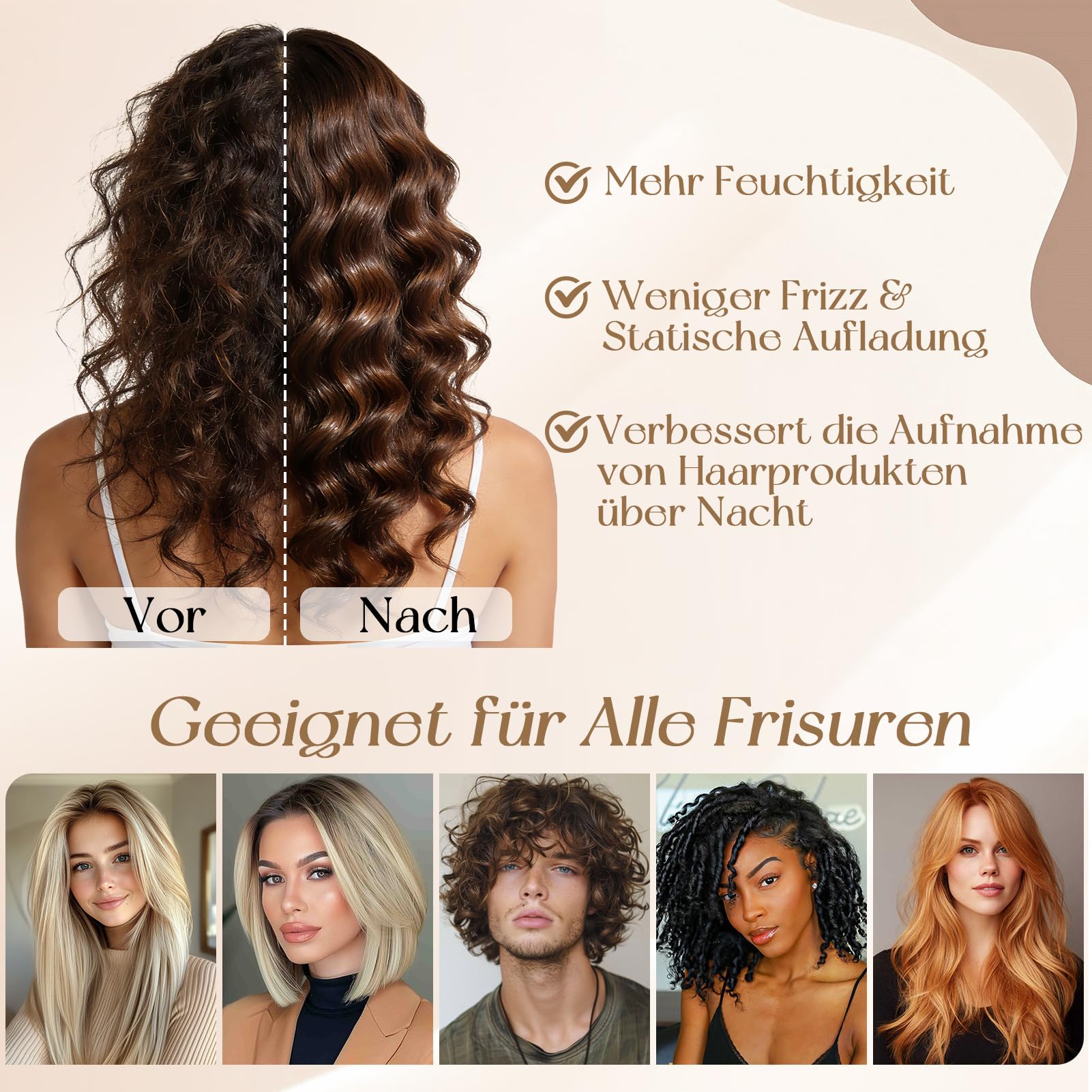 Kiiwah Seidenhaube zum Schlafen, Unisex Bambusfaser Schlafhaube Seide, Verstellbare Schlafmütze mit Riemen, Weiche Satin Haarhaube für Die Nacht, Bonnet Haare Silk für Damen Herren