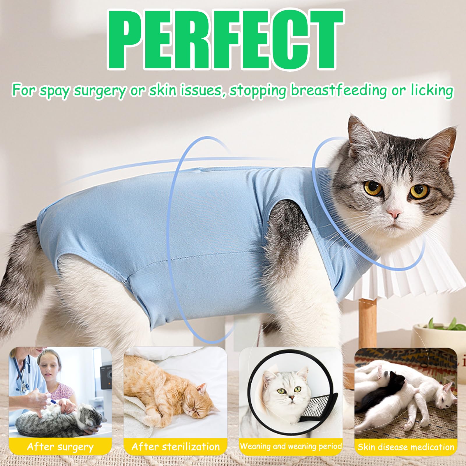 GIEEU 2PCS Cat Recovery Suit, Cat Surgical Recovery Suit - Image 3