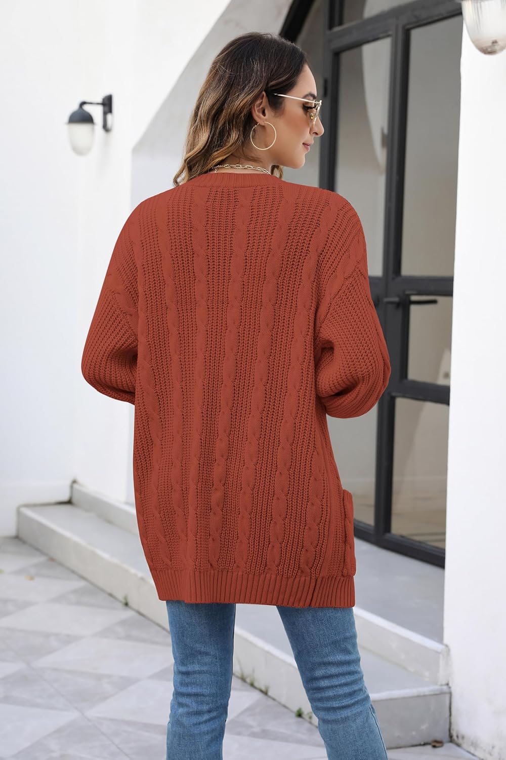 Women's Cable Knit Cardigan Sweaters Open Front Long Sleeve Oversized Cardigans Chunky Fall Pockets Outerwear - Image 5