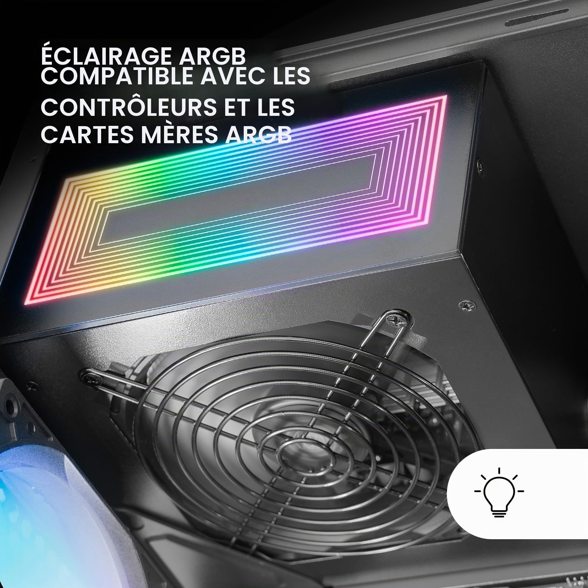 Mars Gaming MPB750S, Alimentation ATX ARGB 750W, Garantie de 6 Ans, 80Plus Bronze 230V EU, Efficacité de 90%, Ventilateur 120mm AI-RPM, Éclairage ARGB MB Control, Technologies DC-DC et SMD, Noir