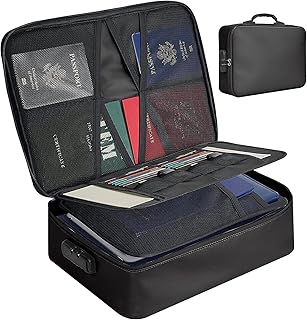 Document Organizer Bag 3-Layer Travel File Document Storage Bag with Lock Waterproof & Fireproof File Folders Bag for Certificates & Safe for Home,Office,Travel-Multicolor