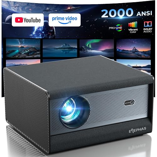 ELEPHAS Smart 4K Supported Projector with WiFi & Bluetooth for Home Theater | 2000 ANSI Lumens, Compatible with Netflix/Prime Video/YouTube, Auto Focus & Keystone, Dust-Proof Sealed, Dolby Audio