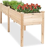Best Choice Products 72x24x30 Elevated Raised Garden Bed - Wood Planter Box with Divider, 6 Legs, 300lb Capacity for Patio Balcony