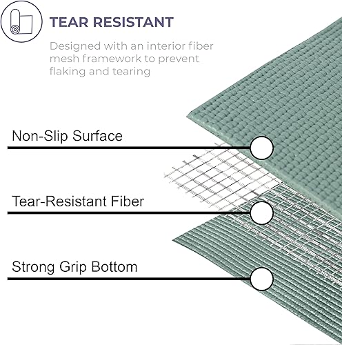 Miniatura 5 de Ascend - Tapete de yoga prémium de 0.236 in de grosor, 72 x 24 pulgadas, estampado sólido o reversible, antideslizante, resistente a desgarros,