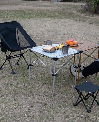 Miniatura 8 de iClimb 2 sillas ultraligeras compactas antihundimiento de pies grandes y 1 mesa cuadrada plegable estable ligera, para adultos, al aire libre,