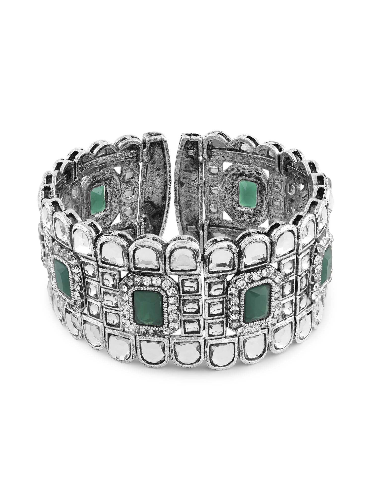 ZAVERI PEARLS Green Kundan & Stones Traditional Oxidised Bracelet For Women-ZPFK16625 (B0CKTP1WW6) Amazon Price History, Amazon Price Tracker