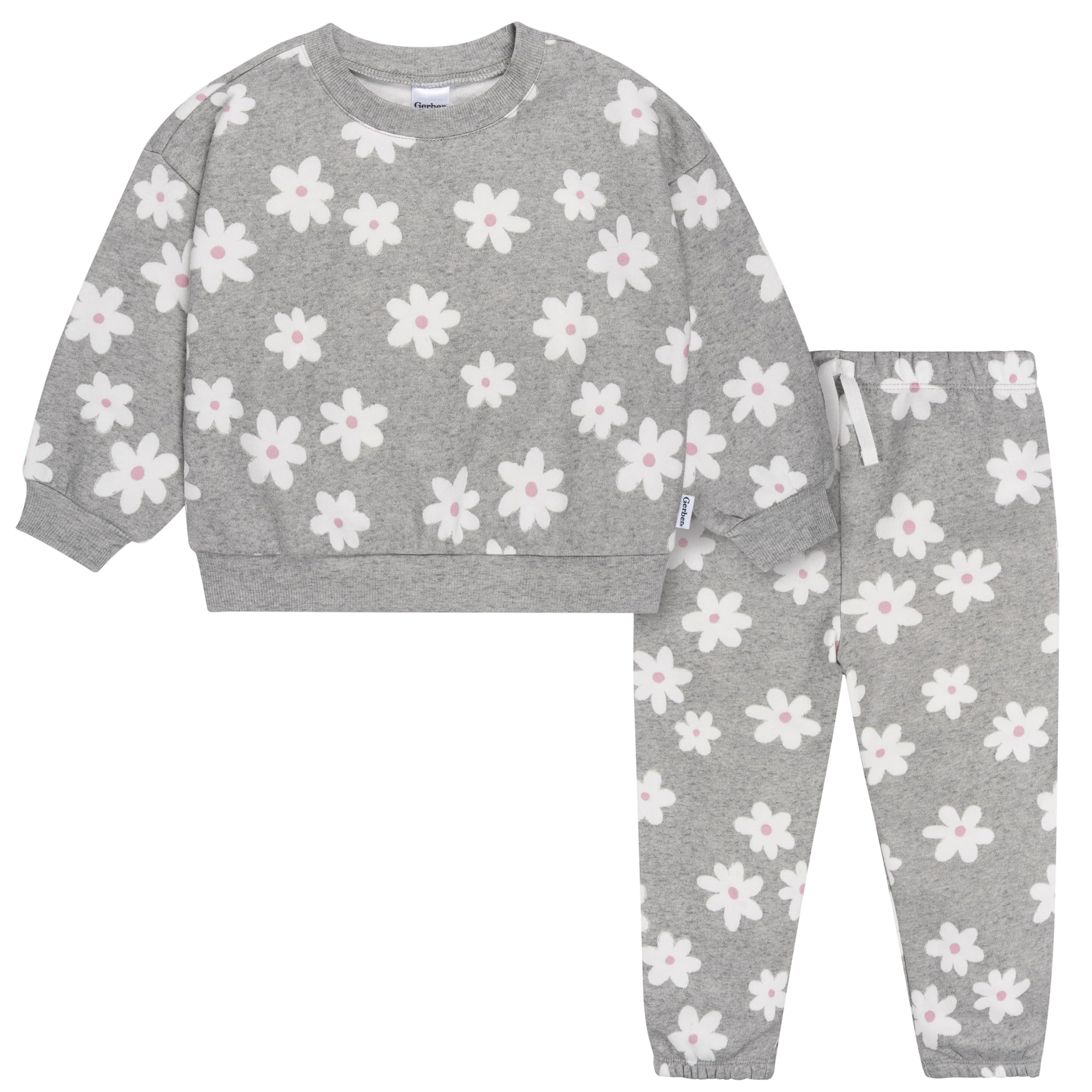 Gerber Baby Girls Toddler 2-piece Fleece Sweatshirt and Jogger Set