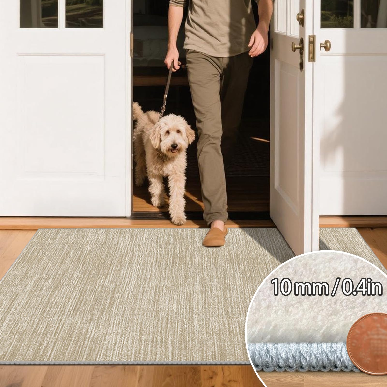 Tappeto Cucina Antiscivolo Lavabile Tappeto Tappeto Ingresso Corridoio Passatoia Corridoio Tappeti Tappeti Stretti per Cucina Soggiorno Camera da Letto 60 x 380 cm Beige