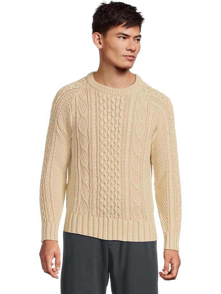 Beige L.L.Bean Signature Cotton Fisherman Sweater
