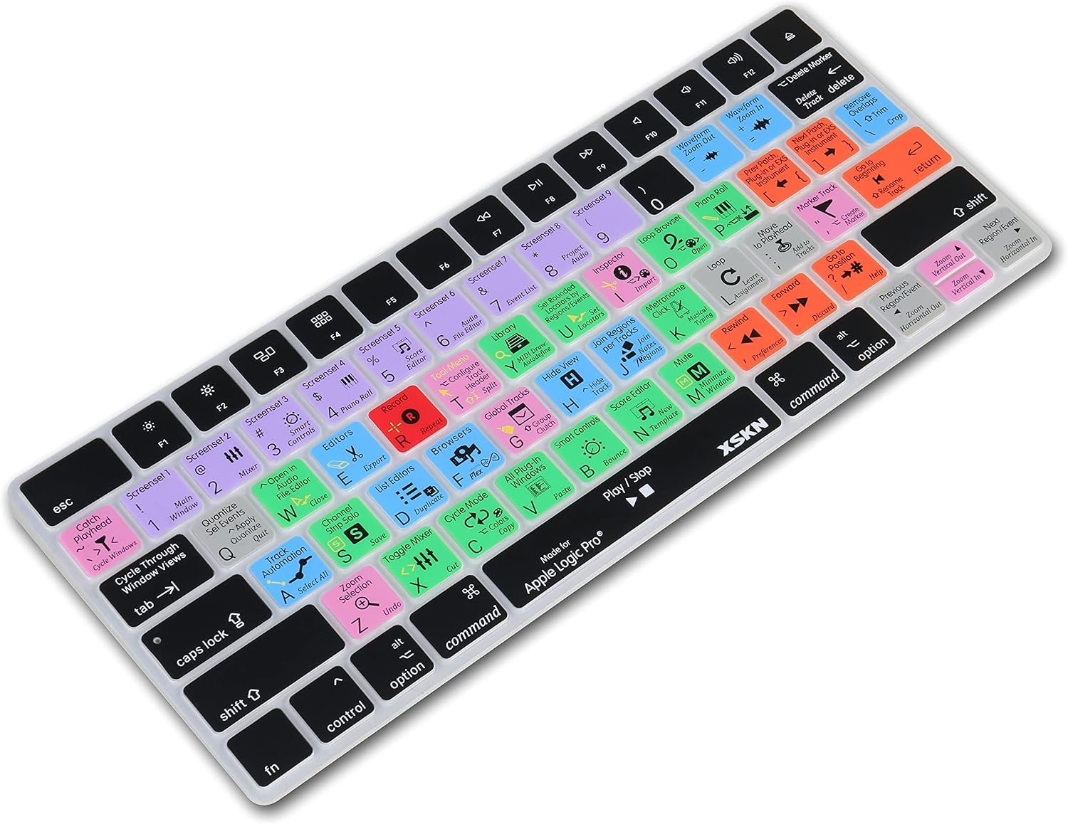 XSKN Logic Pro X Shortcut Keyboard Skin, XSKN Durable Logic Hotkeys Silicone Keyboard Skin for Magic MLA22LL/A, US Version