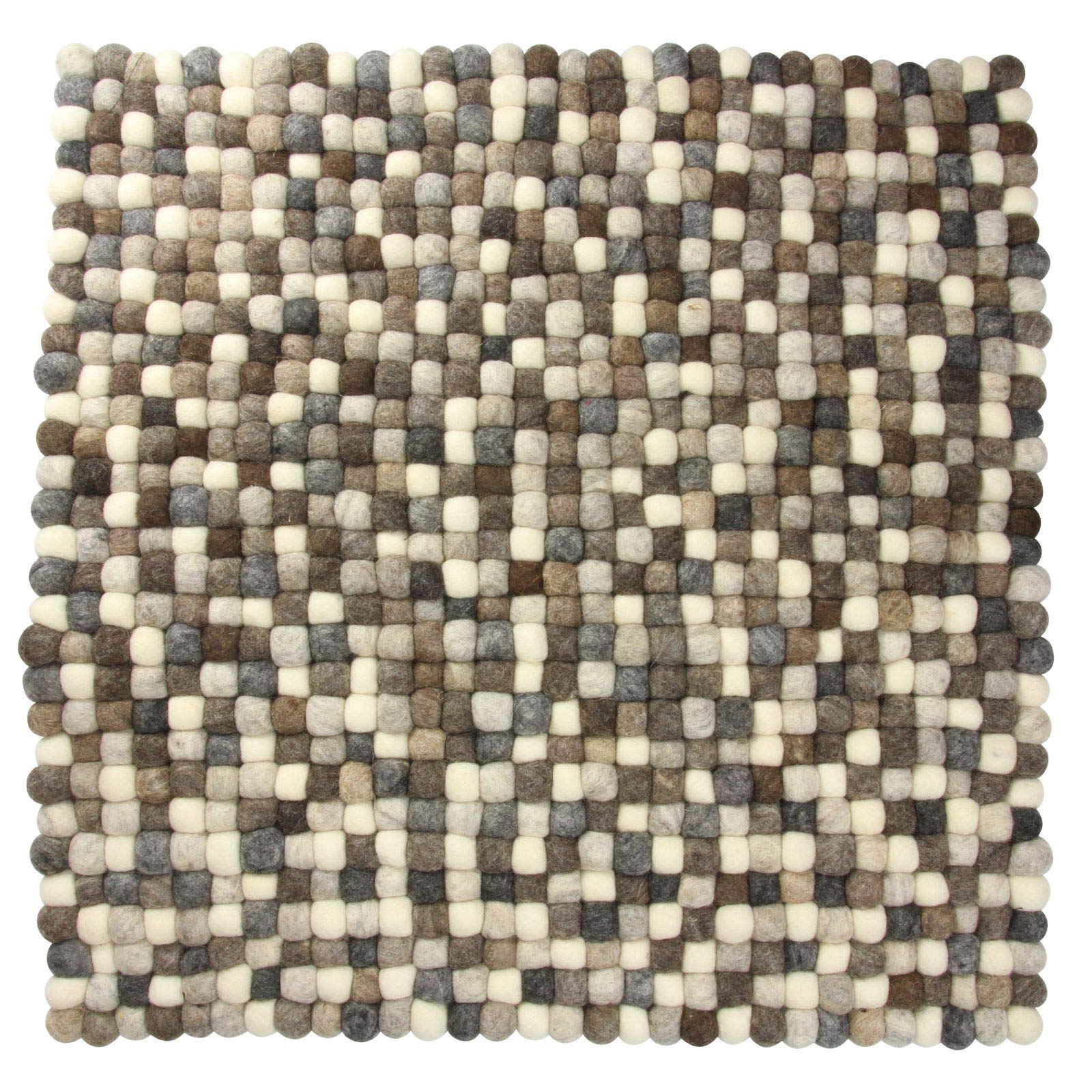 Tapis feutre de couleur grise Freak Scene rond fini soigné matières naturelles