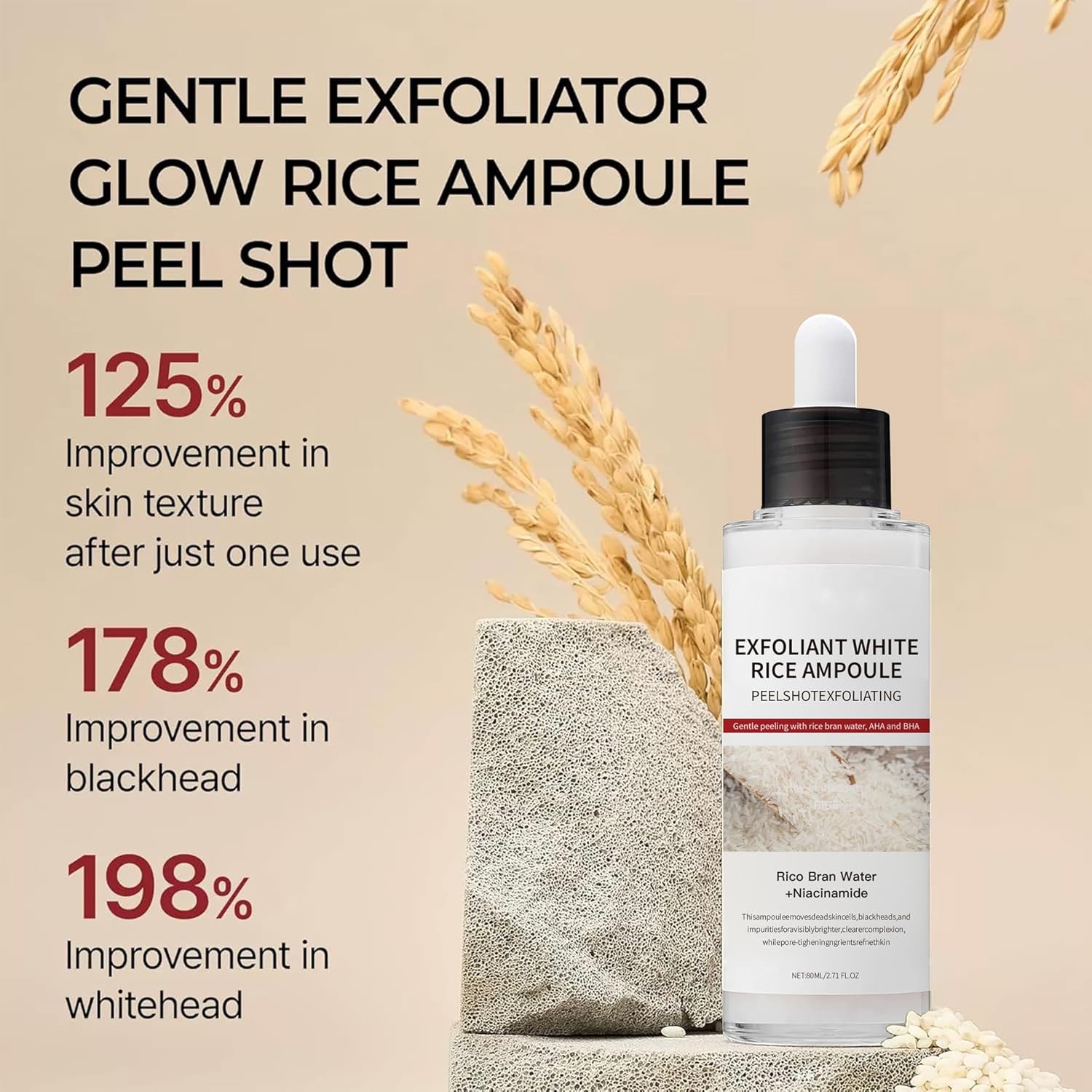 Peel Shot Glow White &Black Rice Exfoliating Set Ampoule Extract Peeling, Pore Minimizing Face & Body Scrub, Dead Skin Cell Remover Serum -80ml/2.7Fl oz - Image 3