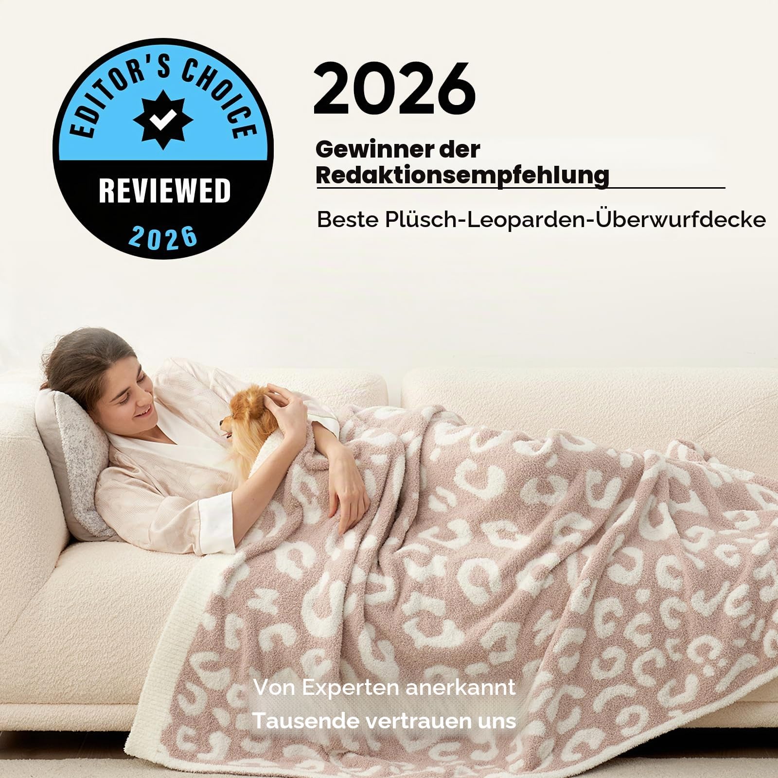 Snuggle Sac Leoparden-Überwurfdecke für Couch, Bett, Sofa, 127 x 152,4 cm, wendbar, beige, Leopardenmuster, ultraweiche, gemütliche Decken für Frauen, Mütter, Geburtstagsgeschenke