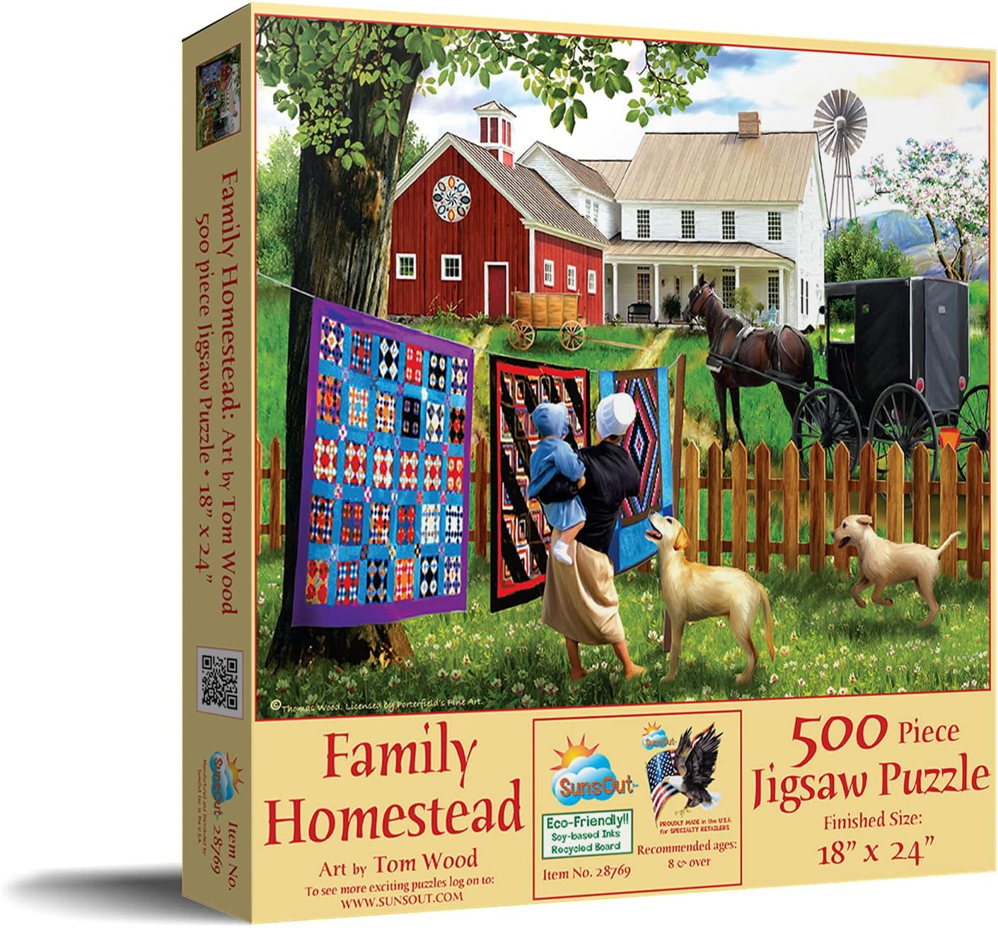 SUNSOUT INC - Family Homestead - 500 pc Jigsaw Puzzle by Artist: Tom Wood - Finished Size 18" x 24" - MPN# 28769