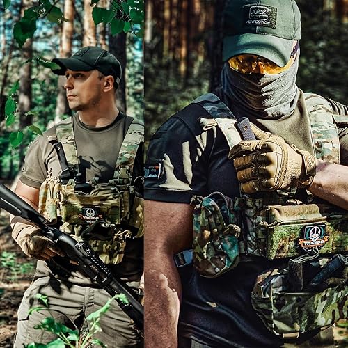 Miniatura 21 de BOMTURN Chest Rig Tactical Chest Rig 1000D Molle Micro Chest Rigs Chaleco modular desmontable ajustable con bolsa Mag