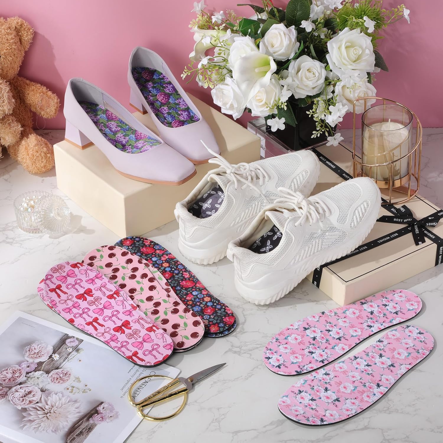 6 Pairs No Show Socks Sockless Shoe Liner Washable Barefoot Shoe Insoles No Slipping Inserts for Women Man(Elegant Style) - Image 3