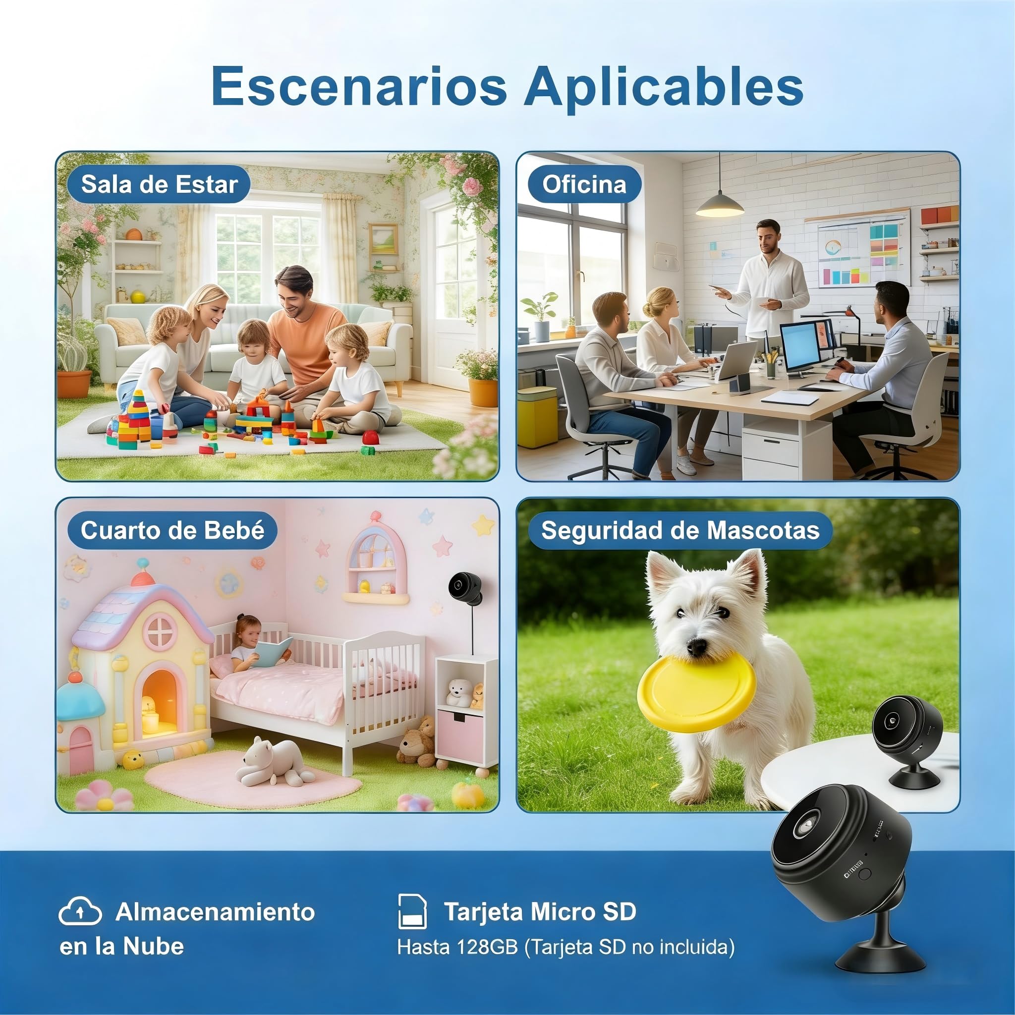 2026 Mejorada Cámara Oculta para Uso Doméstico, Mini Cámara de Seguridad WiFi, HD 1080P con Visión Nocturna Interior/Exterior para Bebés, Mascotas, Compatible con Teléfonos Inteligentes (2 pieza) - 4
