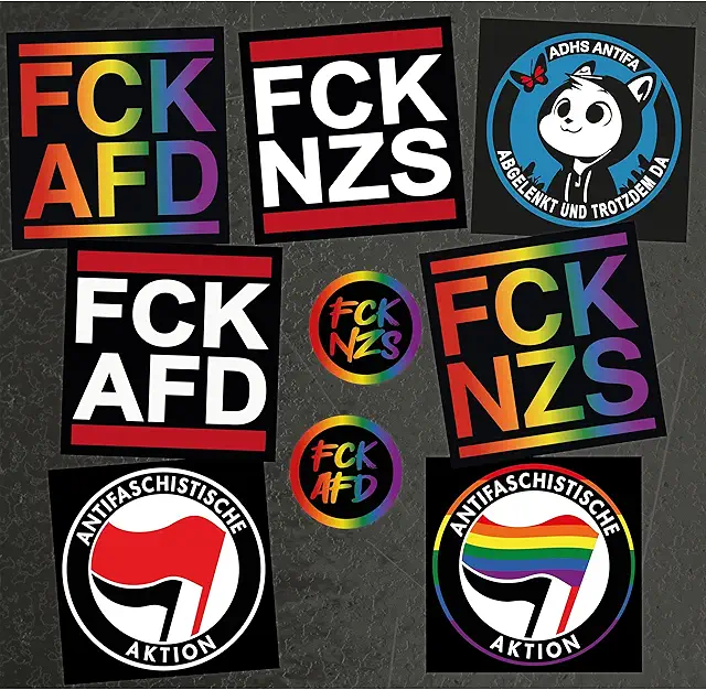 Antifa Sticker Set 180 Stück - FCK NZS, FCK AFD, Antifaschistische Aktion