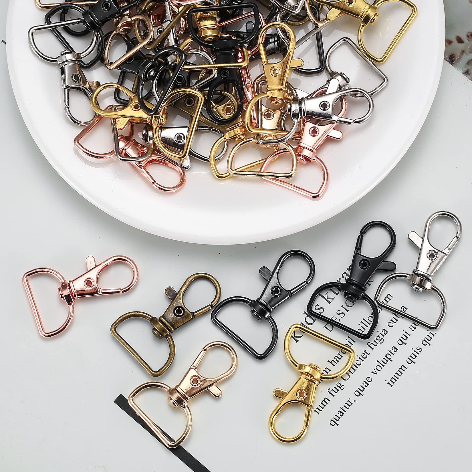 Lot 100 Anneaux Porte-Clés Mousquetons Pivotants Acier Inoxydable Doré - Avec Boîte Et Accessoires